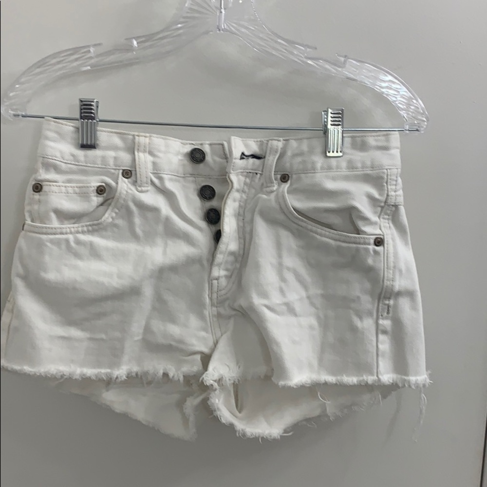 Free People white denim shorts